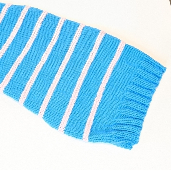 handmade hand knit turquoise striped dog sweater XL - Picture 3 of 6